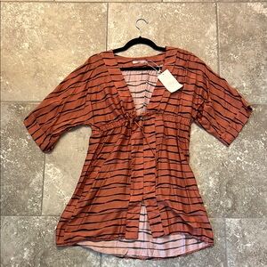 Ella Brown and Orange Ruched Tunic/Cover Up